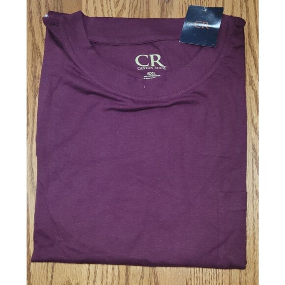 5XL Canyon Ridge Short Sleeve Pocket T-Shirt Men's Burgundy New with Tags - Picture 1 of 3